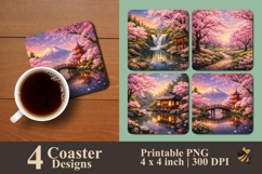 Spring Cherry Blossoms Coaster Sublimation Designs Product Image 1