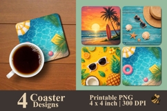 Summer Time Coaster Sublimation Designs Product Image 1