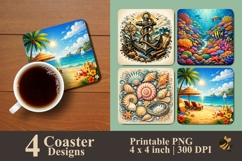 Seashells and Summer Memories Coaster Sublimation Design Product Image 1