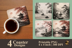 Japanese Art Painting Coaster Sublimation Designs Product Image 1