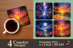 Harmony Of Tropical Nature Coaster Sublimation Designs Product Image 1