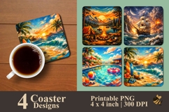 Summer Vacations Coaster Sublimation Design Product Image 1