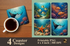 Under Sea Life Coaster Sublimation Designs Product Image 1
