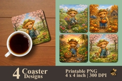 Highland Cow in the Garden Coaster Sublimation Designs Product Image 1