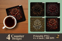 Ornament Rose Collection Coaster Sublimation Designs Product Image 1