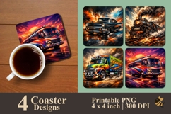 Vintage Transportation Coaster Sublimation Design Product Image 1