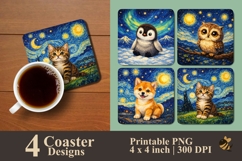 Starlit Animal Harmony Coaster Sublimation Designs Product Image 1