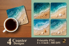 Seaside Harmony Coaster Sublimation Design Product Image 1