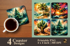 Brush Style Tree Coaster Sublimation Design Product Image 1