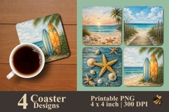Beach Life Coaster Sublimation Designs Product Image 1