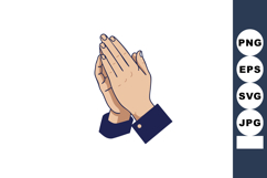 Praying Hands Gesture Illustration with Blue Sleeve Religiou Product Image 1