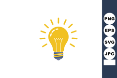 Lightbulb icon with glowing yellow filament and blue base ve Product Image 1