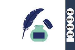 Quill pen with ink bottle vintage writing instrument vector Product Image 1