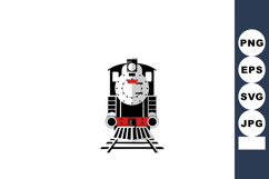 Vintage steam locomotive front view with black and red color Product Image 1