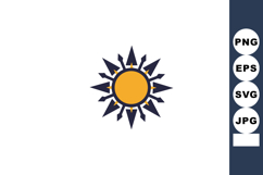 Sun icon with dark blue rays and bright orange center vector Product Image 1