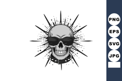 Skull with Sunglasses and Spiked Collar Vector Illustration Product Image 1