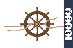 Ship steering wheel with rope nautical vector illustration i Product Image 1