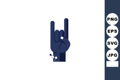 Rock and Roll Hand Gesture Vector Illustration with Dark Blu Product Image 1