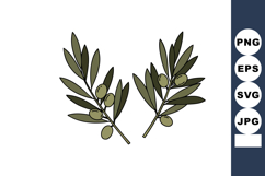 Olive Branches Vector Illustration with Green Olives and Lea Product Image 1