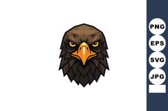 Fierce brown eagle head with sharp orange beak vector illust Product Image 1
