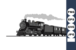 Vintage black steam locomotive train with passenger cars vec Product Image 1