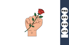 Fist Holding Red Rose Symbolizing Strength and Passion Vecto Product Image 1