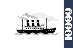 Vintage steamship silhouette with three smokestacks sailing Product Image 1