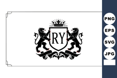 Royal Emblem with Crown and Lions Heraldic Shield Vector Ill Product Image 1