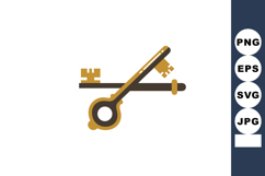 Vintage golden and black skeleton keys flat vector illustrat Product Image 1