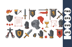 Medieval knight armor weapons and heraldic shields vector il Product Image 1