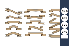 Vintage brown ribbon banners collection vector illustration Product Image 1