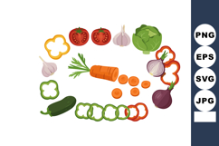 Fresh sliced vegetables with carrot tomato garlic and bell p Product Image 1
