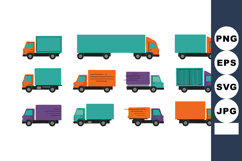 Delivery trucks vector set with various sizes and colors for Product Image 1