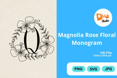Magnolia Rose Floral Monogram Product Image 1