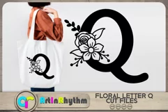 Floral letter Q svg cut file / Botanical alphabet SVG Product Image 1