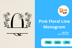 Pink Floral Line Monogram Product Image 1