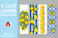 4 Watercolor Lemon Bookmarks, Mediterranean Citrus Design Product Image 1
