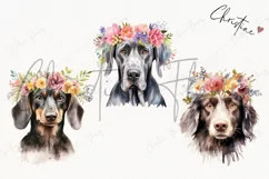 Watercolor Dogs with Flower Crowns Clipart | Watercolor Dog Product Image 3