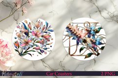 Car Coasters | Pearl Flowers | Pink and Blue Product Image 1