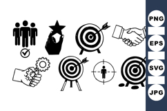Business Goals And Target Icons Vector Set Product Image 1