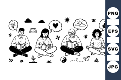 Mindful Reading and Meditation SVG Bundle for Wellness Product Image 1