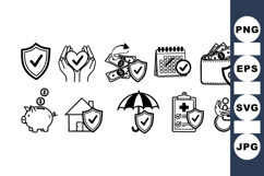 Hand Drawn Insurance Icon Set For Financial Design Product Image 1
