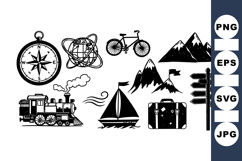 Vintage Travel Adventure Icon Set For Outdoor Projects Product Image 1