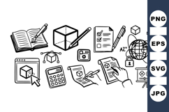 Hand Drawn Office Supplies Vector Clipart Set Product Image 1