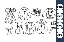 Line Art Kids Clothing Vector Clipart Bundle for Crafts Product Image 1