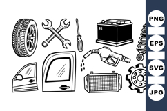Hand Drawn Auto Repair Clipart Bundle Set Product Image 1