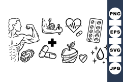 Fitness Health Icon Vector Clipart Bundle for Wellness Product Image 1