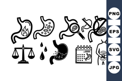 Stomach Health Medical Vector Icon Set Bundle Product Image 1