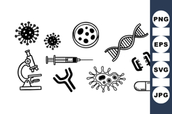 Microscope Virus DNA Icon Bundle for Science Product Image 1