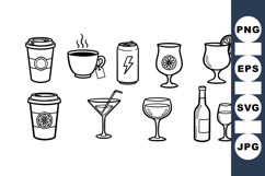 Hand Drawn Beverage Clipart Set for Crafts Product Image 1